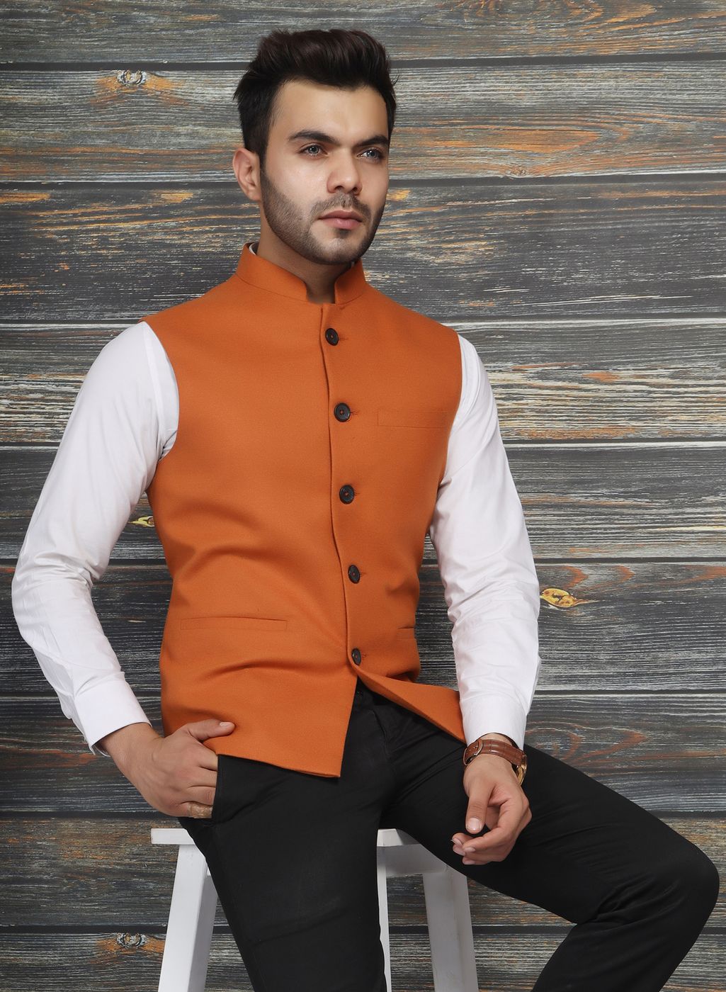 Orange waistcoat mens best sale