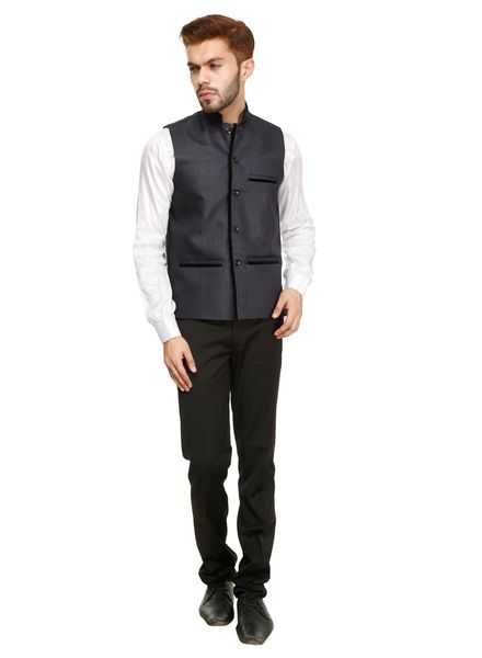 Waist CoatJute Formal Wear Regular fit Nehru Collar Basic Self Waistcoat La Scoot