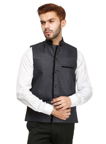 Waist CoatJute Formal Wear Regular fit Nehru Collar Basic Self Waistcoat La Scoot