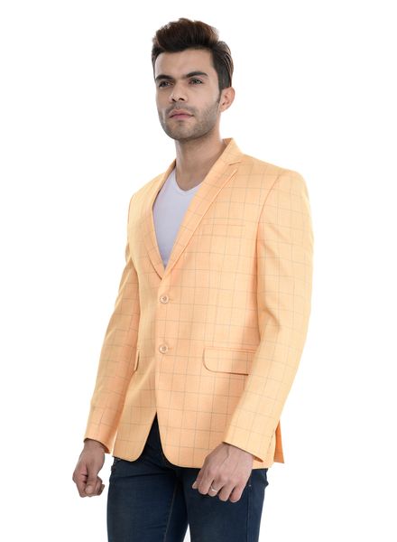 Blazer & Coats Cotton Formal Wear Regular fit Single Breasted Basic Check Regular Coat La Scoot