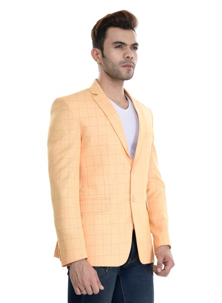 Blazer & Coats Cotton Formal Wear Regular fit Single Breasted Basic Check Regular Coat La Scoot