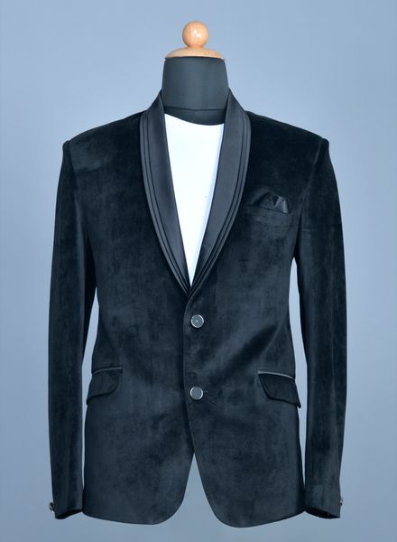 Blazer & Coats Velvet Party Wear Regular fit Single Breasted Designer Solid Regular Coat La Scoot
