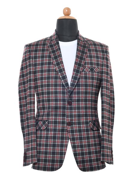 Blazer & Coats Polyester Cotton Formal Wear Regular fit Single Breasted Basic Check Regular Coat La Scoot