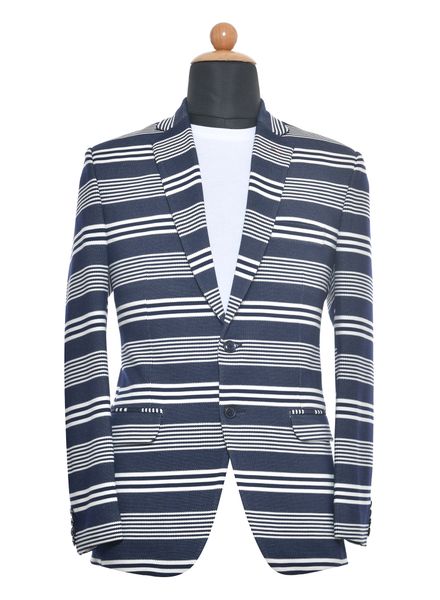 Blazer & Coats Viscose Formal Wear Regular fit Single Breasted Basic Stripe Regular Coat La Scoot