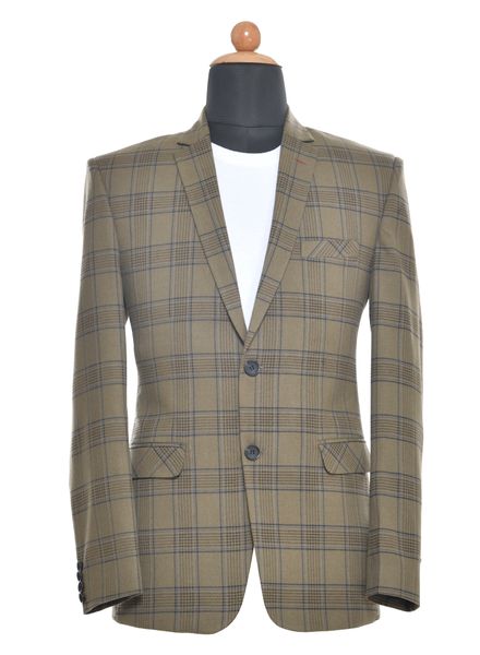 Blazer & Coats Polyester Cotton Formal Wear Regular fit Single Breasted Basic Check Regular Coat La Scoot