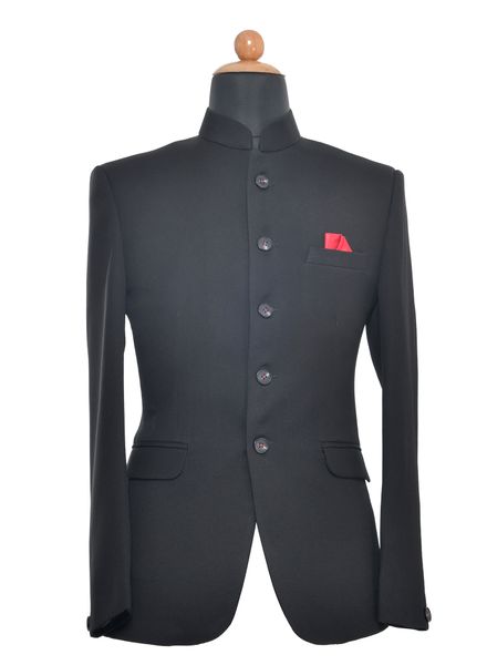 Blazer & Coats Viscose Party Wear Regular fit Stand Collar Designer Self Regular Coat La Scoot