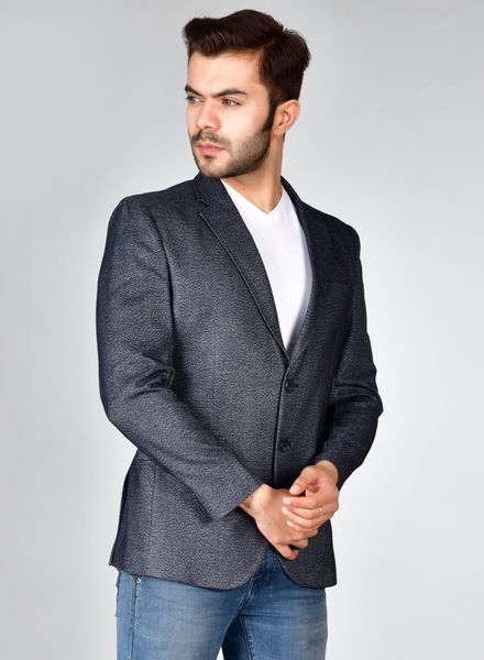 Men Grey Solid Regular Fit Formal Blazer