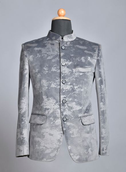 Blazer & Coats Velvet Party Wear Regular fit Stand Collar Designer Printed Regular Coat La Scoot