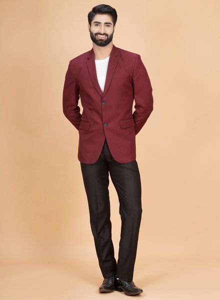 Blazer & Coats Polyester Cotton Formal Wear Regular fit Notch Collar Basic Solid Regular Coat La Scoot