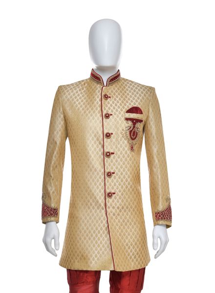 Indo Western Jacquard Ethnic Wear Regular Fit Hanger Cover Packing Designer Embroidery La Scoot