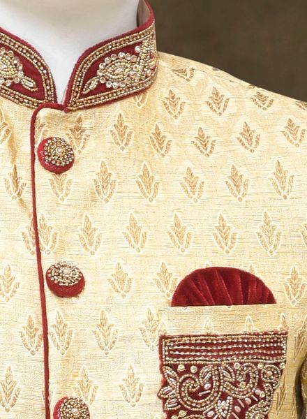 Indo Western Jacquard Ethnic Wear Slim Fit Hanger Cover Packing Designer Embroidery La Scoot