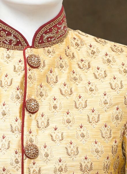 Indo Western Jacquard Ethnic Wear Slim Fit Hanger Cover Packing Designer Embroidery La Scoot
