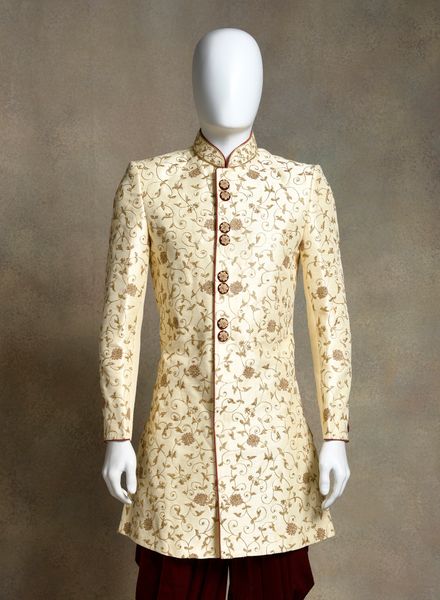 Indo Western Jacquard Ethnic Wear Regular Fit Hanger Cover Packing Designer Embroidery La Scoot