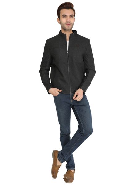 Jacket Wool Casual Wear Regular fit Stand Collar Full Sleeve Solid Biker La Scoot