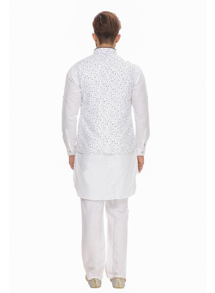 Kurta Pyjama Cotton Party Wear Regular Fit Stand Collar Full Sleeves Printed Regular La Scoot Bridges Pants With Waistcoat