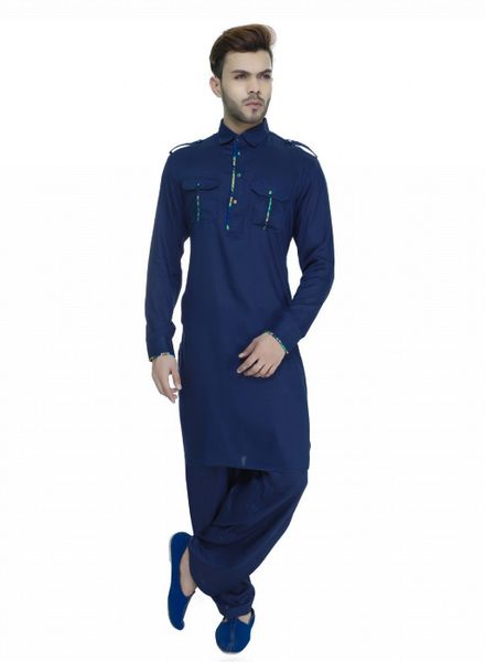 Kurta Pyjama Cotton Casual Wear Regular Fit Shirt Collar Full Sleeves Pathani Long La Scoot Salwar