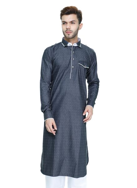 Kurta Pyjama Polyester Cotton Casual Wear Regular Fit Shirt Collar Full Sleeves Pathani Long La Scoot Salwar