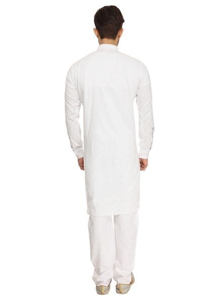 Kurta Pyjama Polyester Cotton Party Wear Regular Fit Stand Collar Full Sleeves Self Regular La Scoot Churidar Pajama With Waistcoat