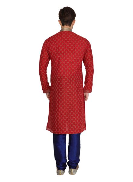 Kurta Pyjama Silk Blend Party Wear Regular Fit Stand Collar Full