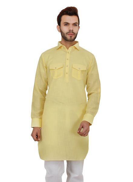 Kurta Pyjama Cotton Casual Wear Regular Fit Shirt Collar Full Sleeves Pathani Regular La Scoot Bridges Pants