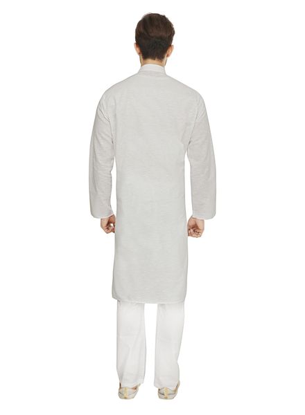 Kurta Pyjama Cotton Casual Wear Regular Fit Stand Collar Full Sleeves Self Regular La Scoot Straight Pajama