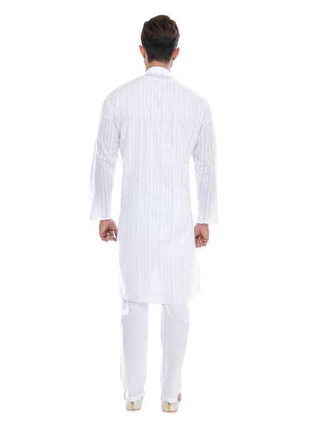 Kurta Pyjama Cotton Casual Wear Regular Fit Stand Collar Full Sleeves Embroidery Regular La Scoot Straight Pajama None