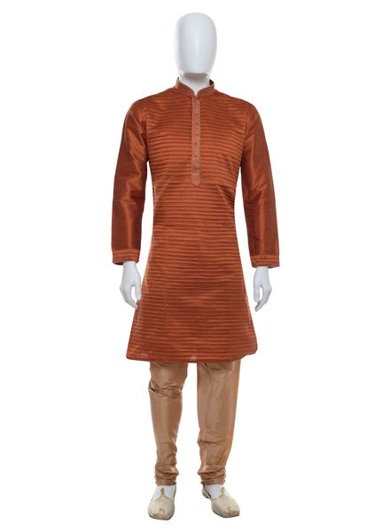 Kurta Pajama Silk Blend Party Wear Regular Fit Stand Collar Full Sleeves Self Regular Westley Churidar Pajama None