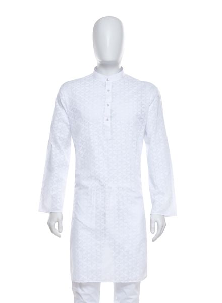 Kurta Pajama Cotton Casual Wear Regular Fit Stand Collar Full Sleeves Printed Regular La Scoot Straight Pajama None