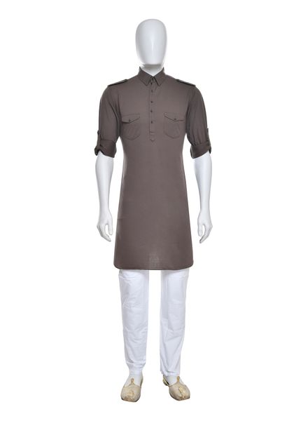 Kurta Pajama Cotton Blend Casual Wear Regular Fit Stand Collar Full Sleeves Pathani Regular La Scoot Bridges Pants None