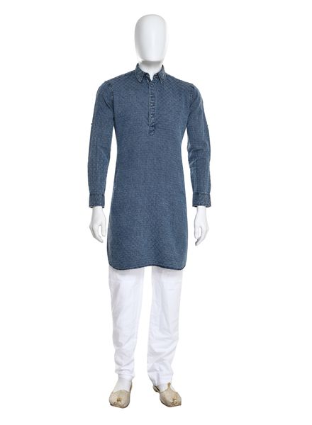 Kurta Pajama Cotton Casual Wear Regular Fit Shirt Collar Full Sleeves Pathani Regular La Scoot Bridges Pants None