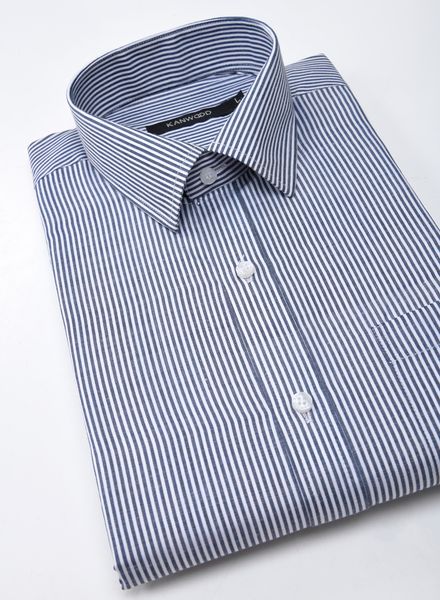 Shirts Cotton Blend Formal Wear Slim Fit Basic Collar Full Sleeve Stripe Kanwood