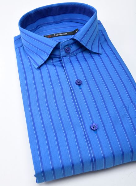 Shirts Cotton Blend Formal Wear Slim Fit Basic Collar Full Sleeve Stripe La Scoot