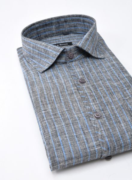 Shirts Cotton Formal Wear Slim Fit Basic Collar Full Sleeve Stripe La Scoot