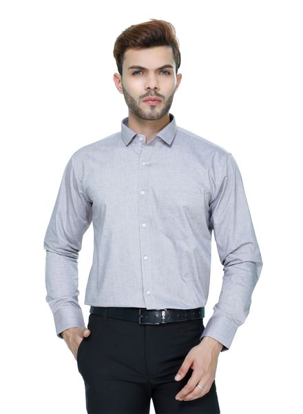 Shirts Cotton Formal Wear Regular Fit Basic Collar Full Sleeve Self La Scoot