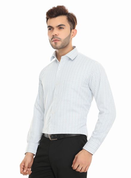 Shirts Cotton Blend Formal Wear Slim Fit Basic Collar Full Sleeve Check Kanwood