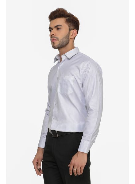 Shirts Cotton Blend Formal Wear Regular Fit Basic Collar Full Sleeve Stripe La Scoot