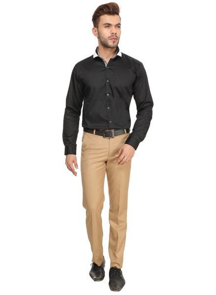Shirts Cotton Blend Club Wear Slim Fit Basic Collar Full Sleeve Solid La Scoot