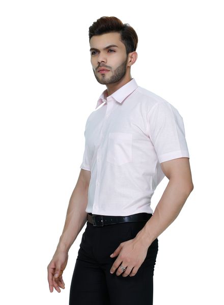 Shirts Linen Blend Formal Wear Slim Fit Basic Collar Half Sleeve Self La Scoot
