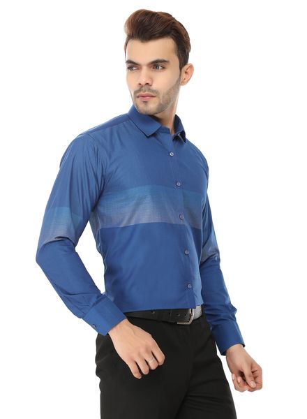 Shirts Cotton Blend Casual Wear Slim Fit Basic Collar Full Sleeve Stripe La Scoot