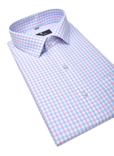 Shirts Polyester Formal Wear Slim Fit Basic Collar Full Sleeve Check La Scoot
