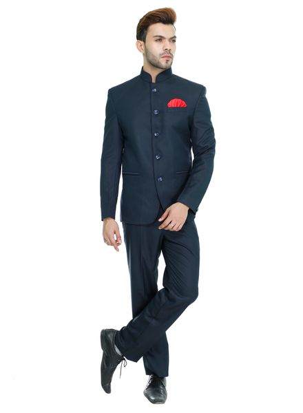 Suits Polyester Viscose Party Wear Regular fit Stand Collar Designer Solid 2 Piece Suit La Scoot