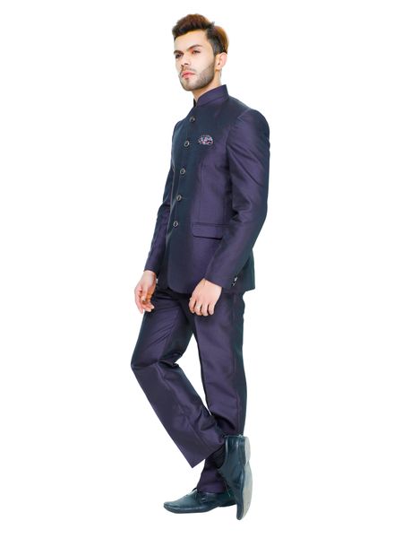 Suits Polyester Party Wear Regular fit Stand Collar Designer Solid 2 Piece Suit Zed Club