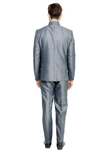 Suits Polyester Viscose Party Wear Regular fit Stand Collar Designer Self 2 Piece Suit La Scoot