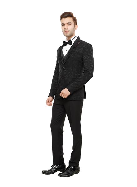 Suits Jacquard Party Wear Regular fit Single Breasted Designer Solid 5 Piece Suit La Scoot