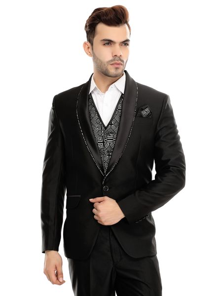 Suits Polyester Viscose Party Wear Regular fit Single Breasted Designer Solid 3 Piece Suit La Scoot