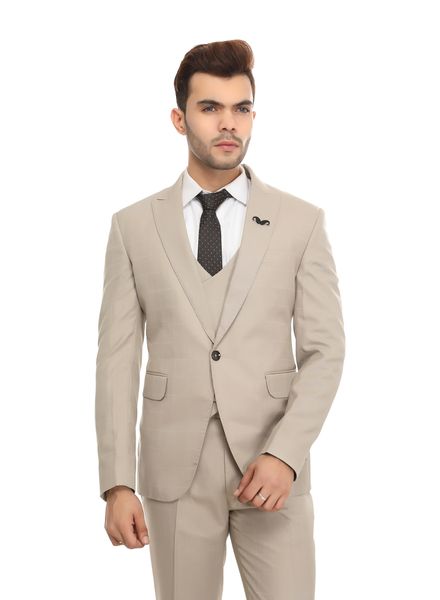 Suits Polyester Formal wear Slim fit Single Breasted Basic Check 5 Piece  Suit La Scoot