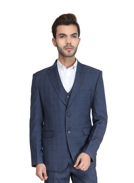 Suits Polyester Formal wear Regular fit Single Breasted Basic Check 3 Piece Suit La Scoot
