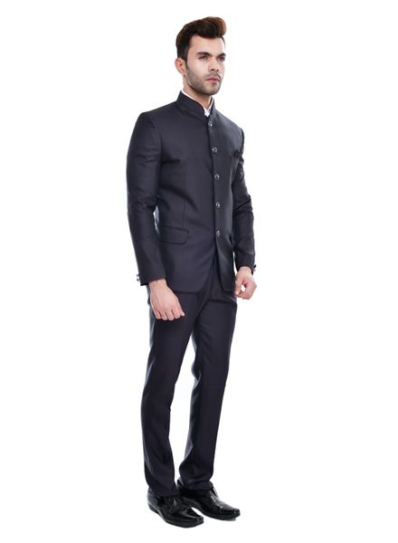 Suits Polyester Party Wear Regular fit Stand Collar Designer Solid 2 Piece Suit La Scoot