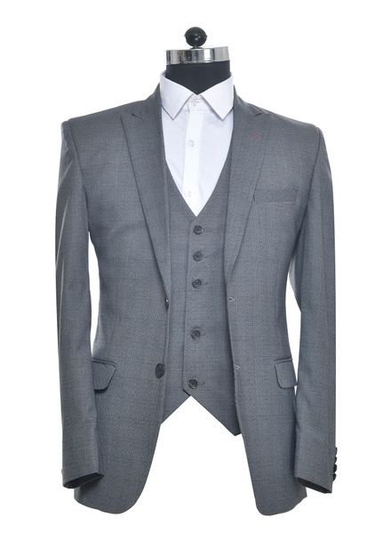 Suits Polyester Formal wear Regular fit Double Breasted Basic Check 3 Piece Suit La Scoot