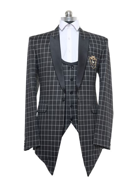 Suits Polyester Party Wear Regular fit Double Breasted Designer Check 4 Piece Suit La Scoot